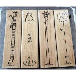 Stampin' Up Its a Stretch Set Of 4 Rubber Stamps Floral Christmas Wedding Birds